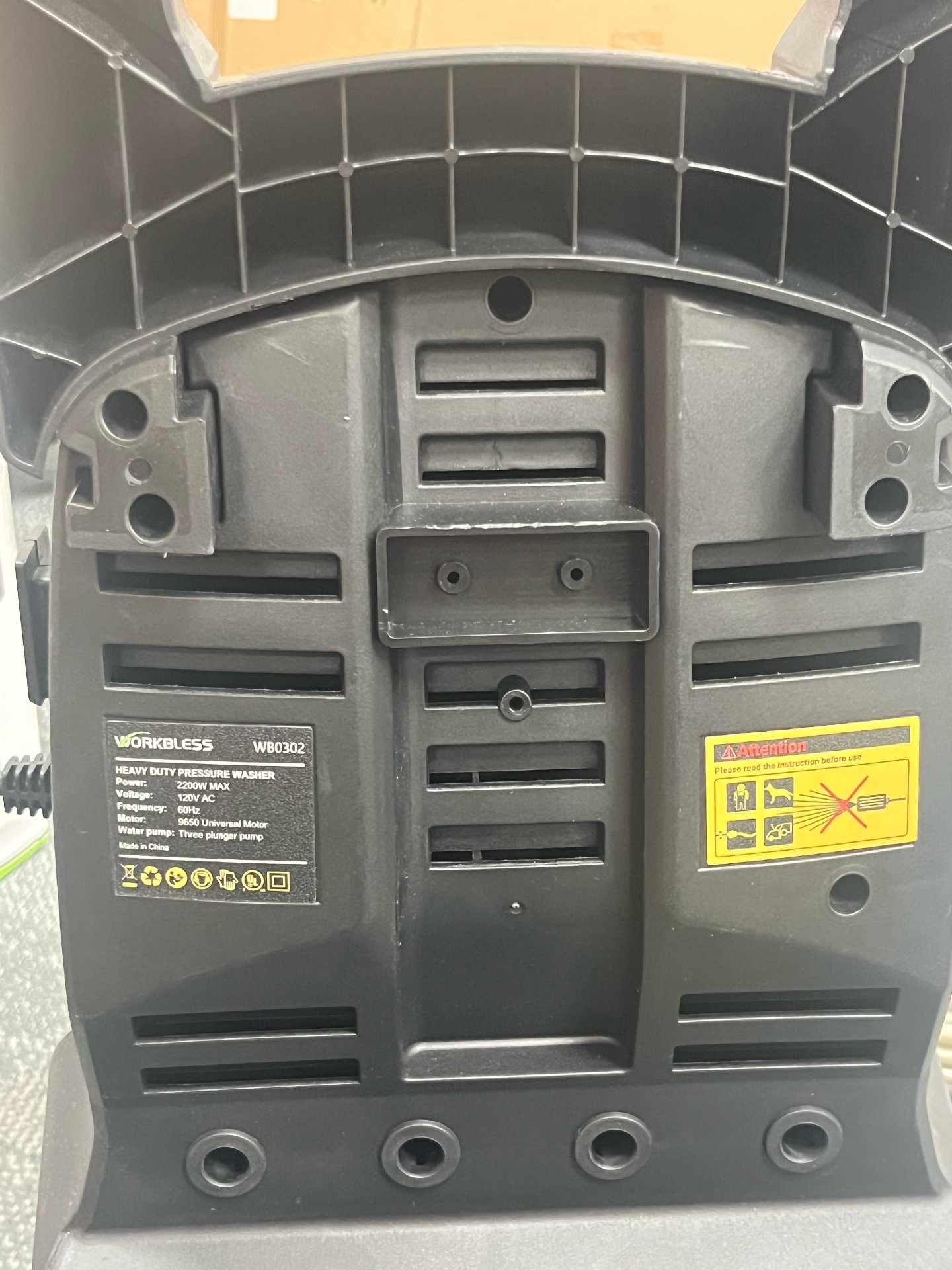 WORKBLESS Model WB0302 product label showing specifications